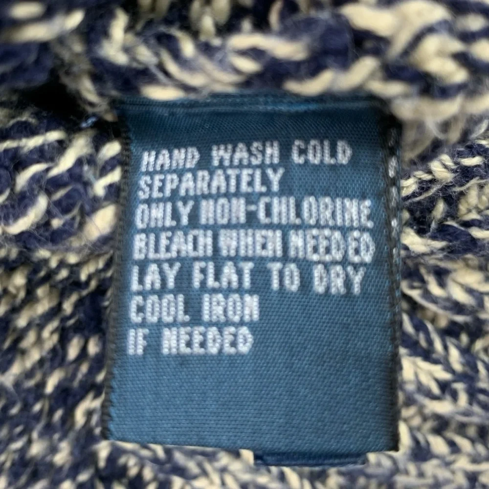 Polo Ralph Lauren Men’s XL Tall VTG Marled Cotton Mock Neck Sweater Blue Cream - Picture 5 of 5